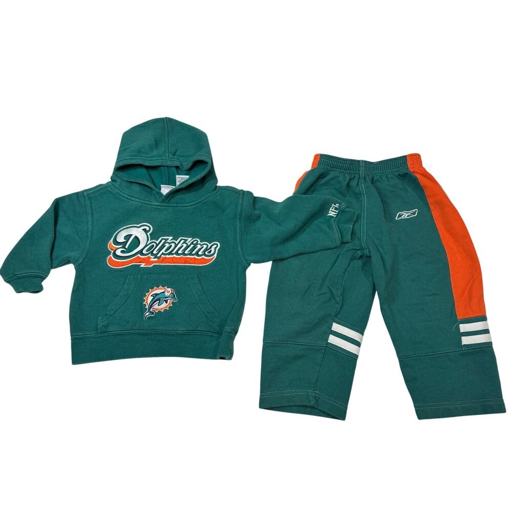 maimi dolphins 2T top 3T bottom sweat suit set NFL toddlers green vintage